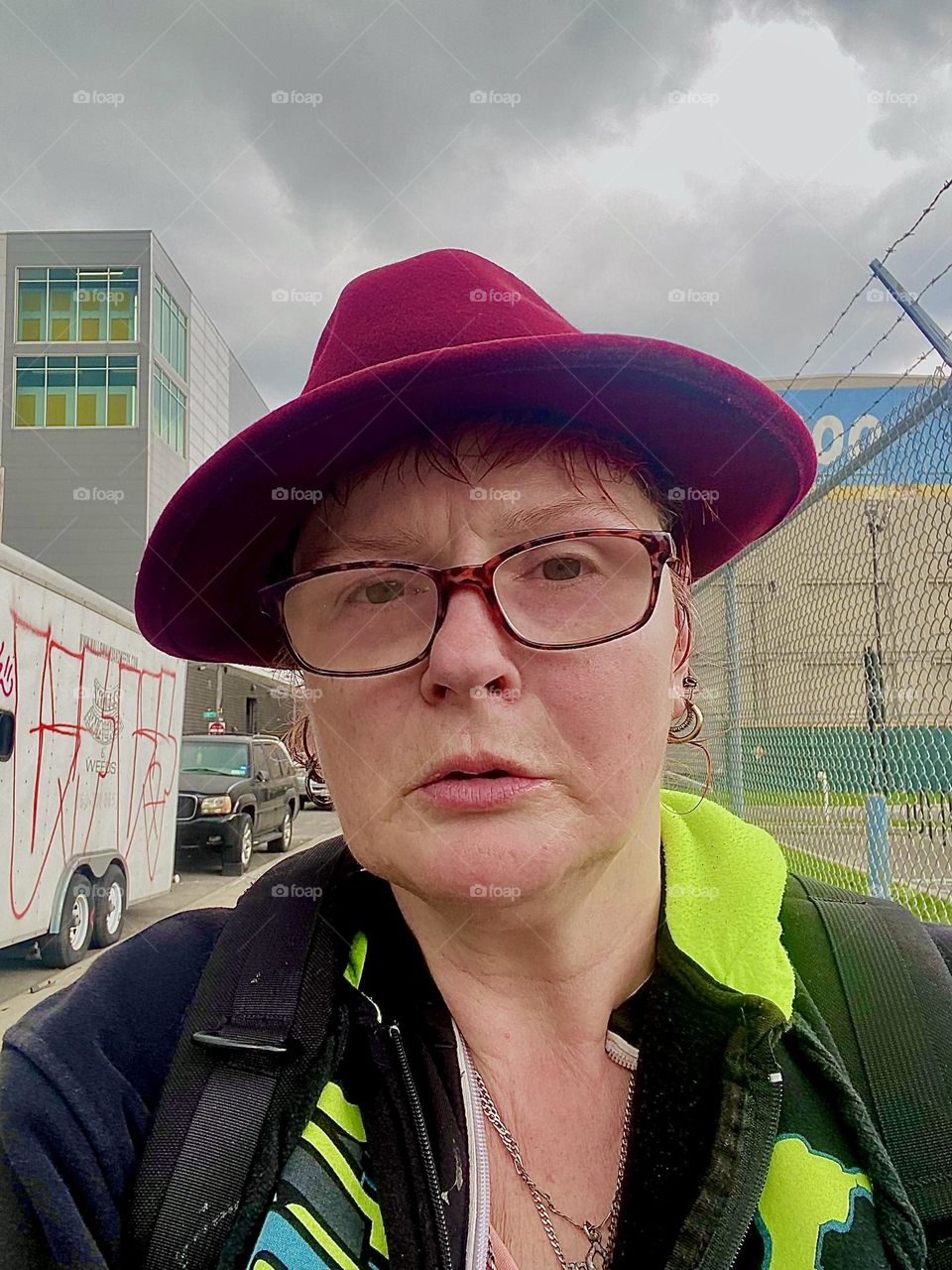 This is me, “Petra Schiller” a.k.a. “Maxine Firefox” a.k.a. “Maximiliane Feuerfuchs” on “Borden Ave” and the “Borden Avenue Bridge” by “Dutch Kills” in LIC, Queens on an overcast afternoon in October 2023. Hypnotic Productions