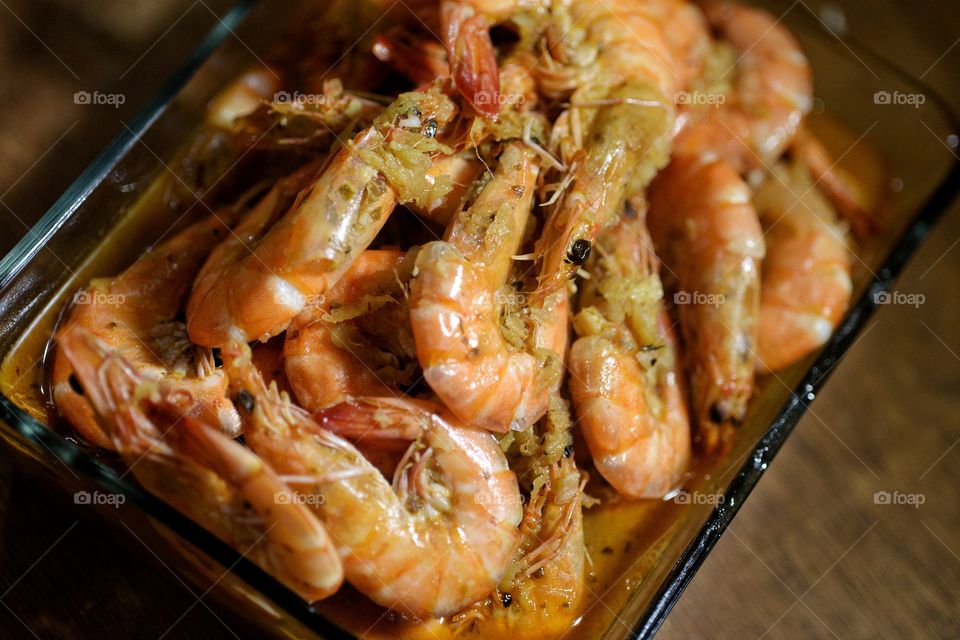 Close-up of shrimp dish