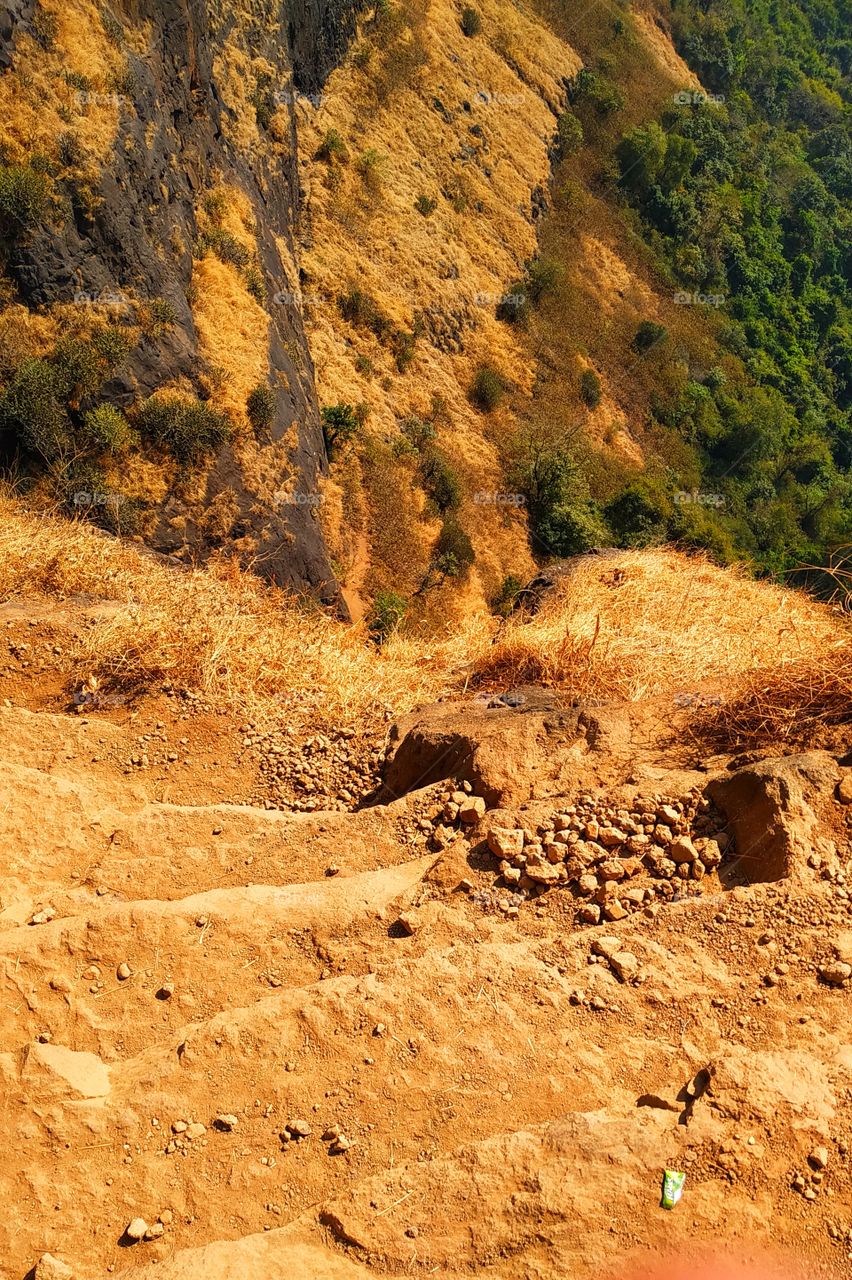 Soil stairs of rajgad Fort Gunjavane Pune Maharashtra