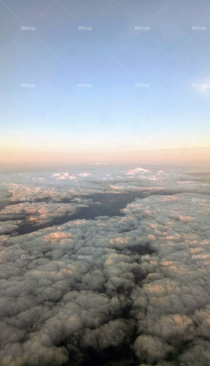 Beautiful blue sky, white clouds, rainbow skies. Heaven’s beauty, summer time and sunlight.