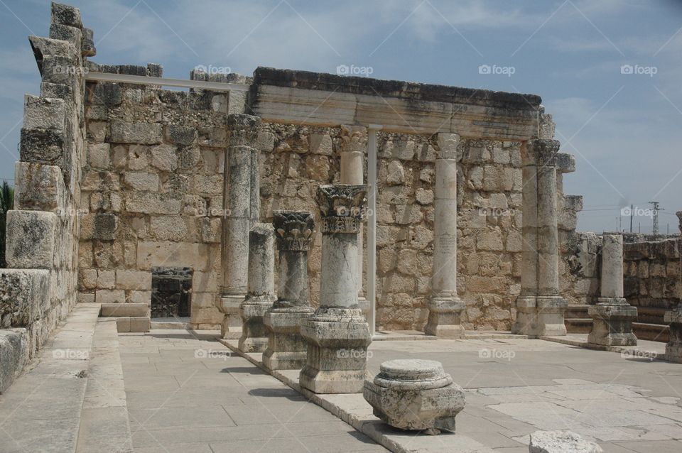 The ruins of a 4th century synagogue in Capernaum