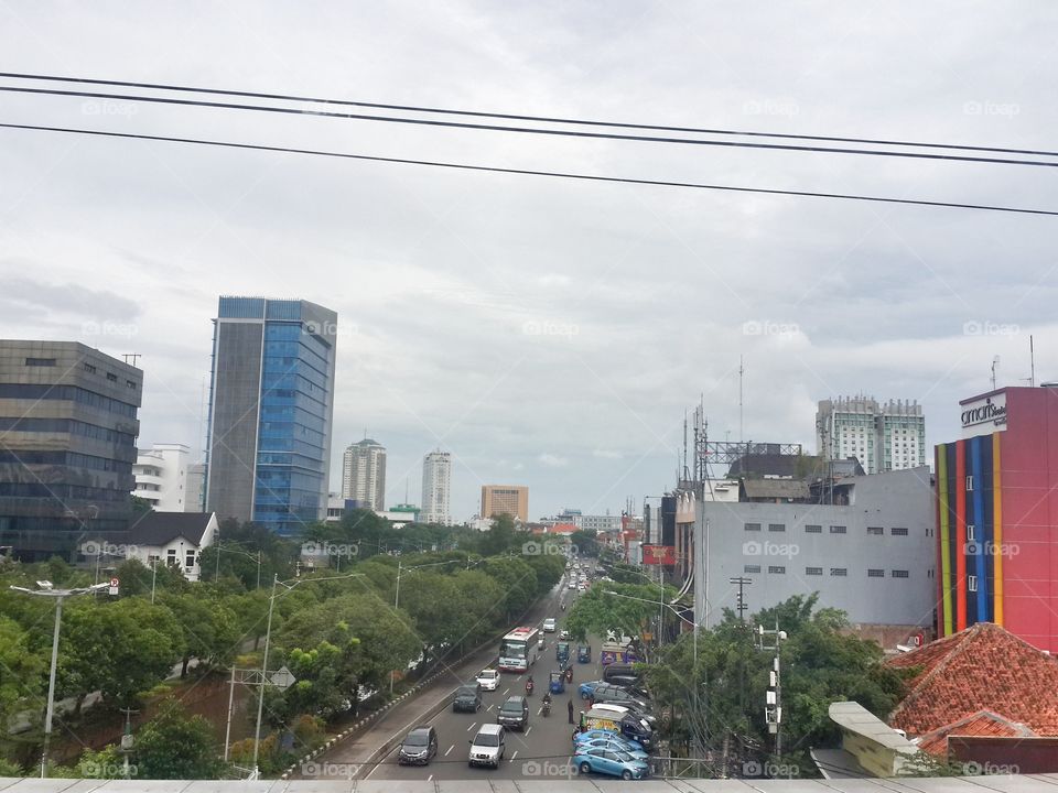 Jakarta city view from the train