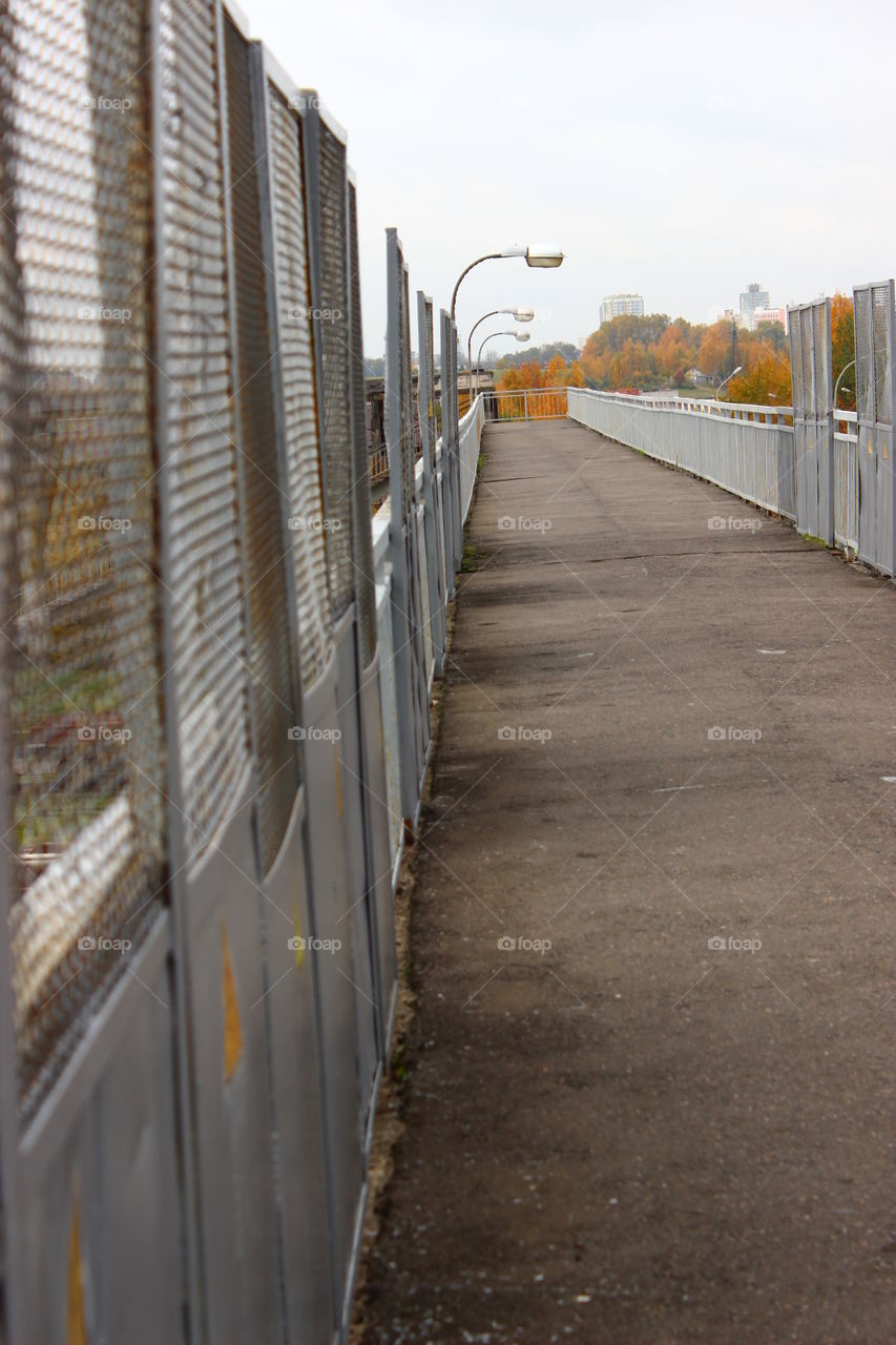 grey bridge in perspective