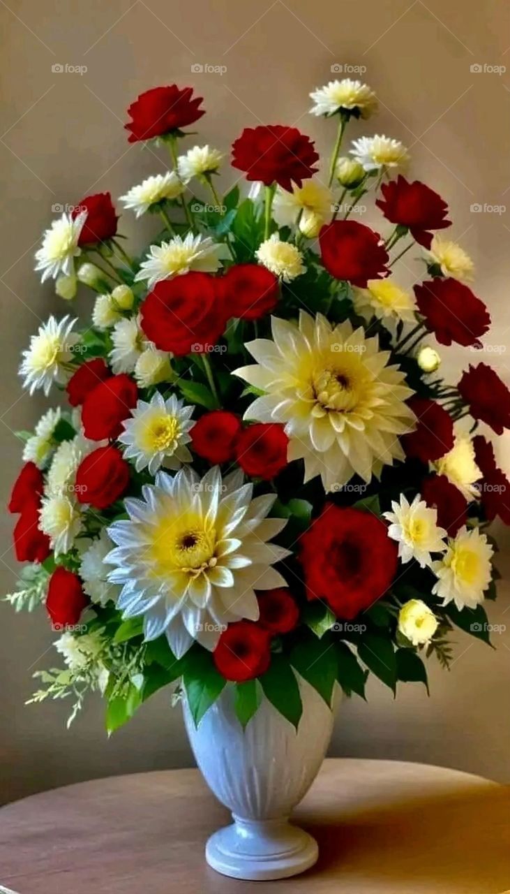 A very beautiful picture, and there is no better picture than it. There is no better picture of green herbs and colorful, red and white roses than it. Glory be to God, the natural and picturesque view, and there is no more