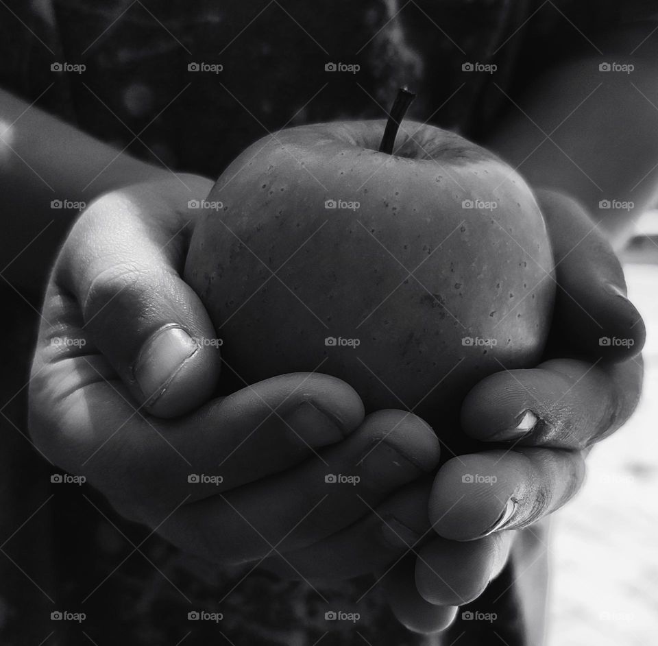 Apple in the hands of a child