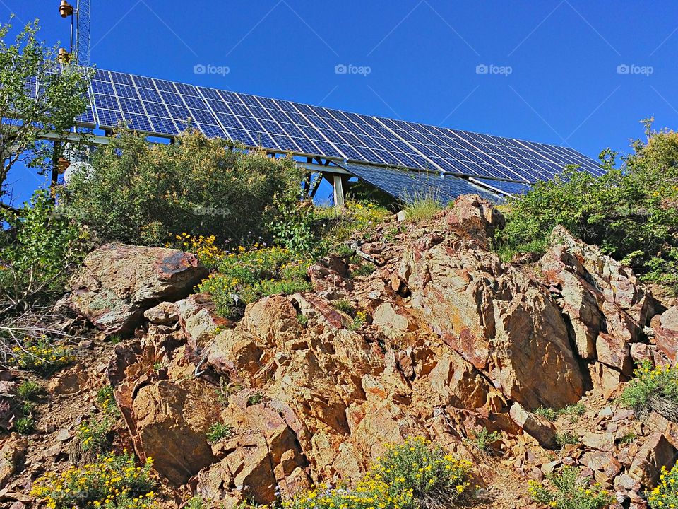 Solar Panel Array. A solar panel array in northern New Mexico powering emergency radio communications equipment.