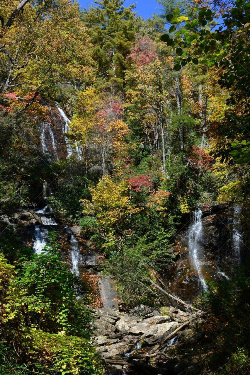 Anna Ruby Falls North Georgia USA waterfall Fall leaves color