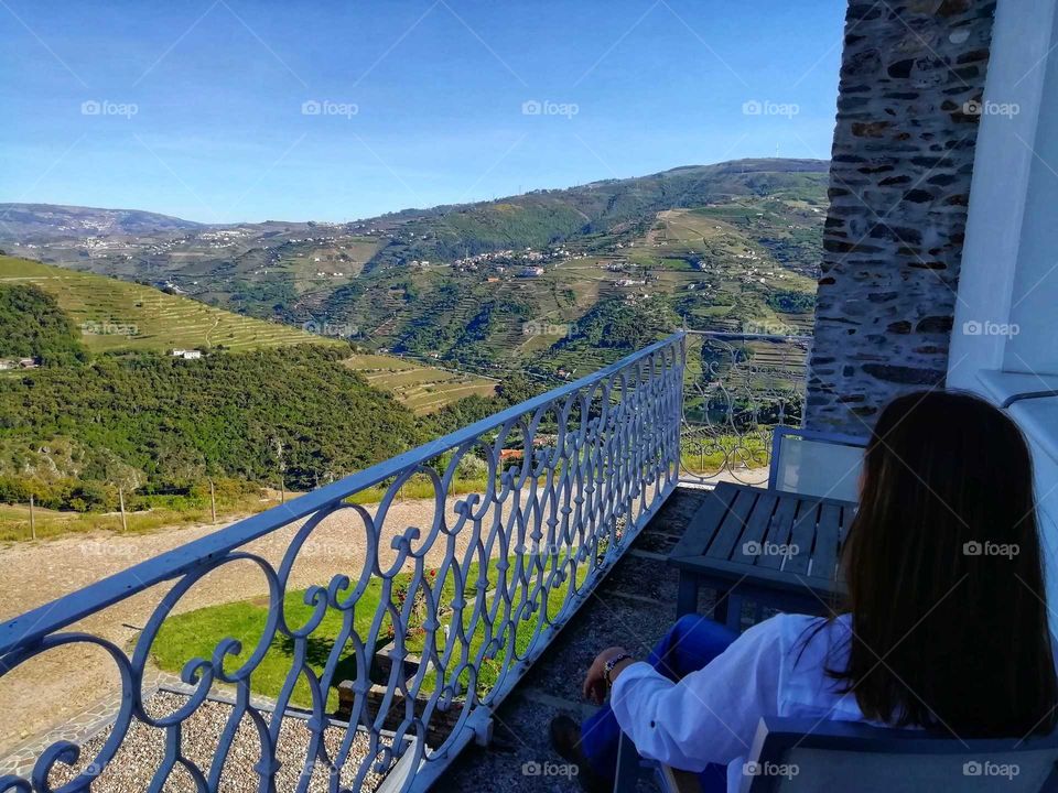 View of the Douro vineyards from the balcony of the Douro Scala hotel