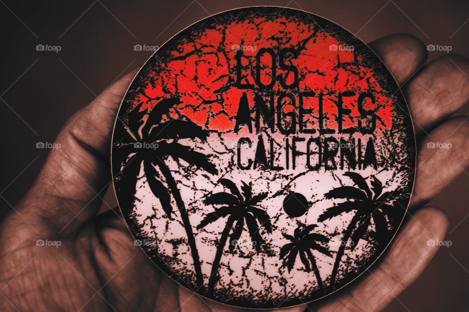 Los Angeles California Sticker, Los Angeles California Palm Trees, Beach Scene, Red In Los Angeles, California Sunset, Clash Of Colors, Bright Red 