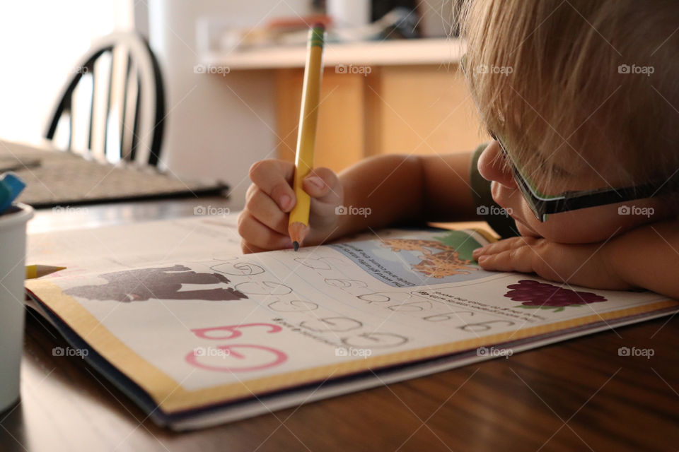 Child practicing writing