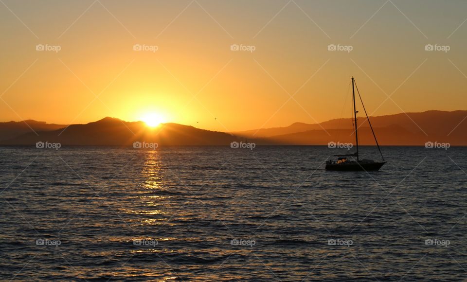 Sailboat sailing in sea