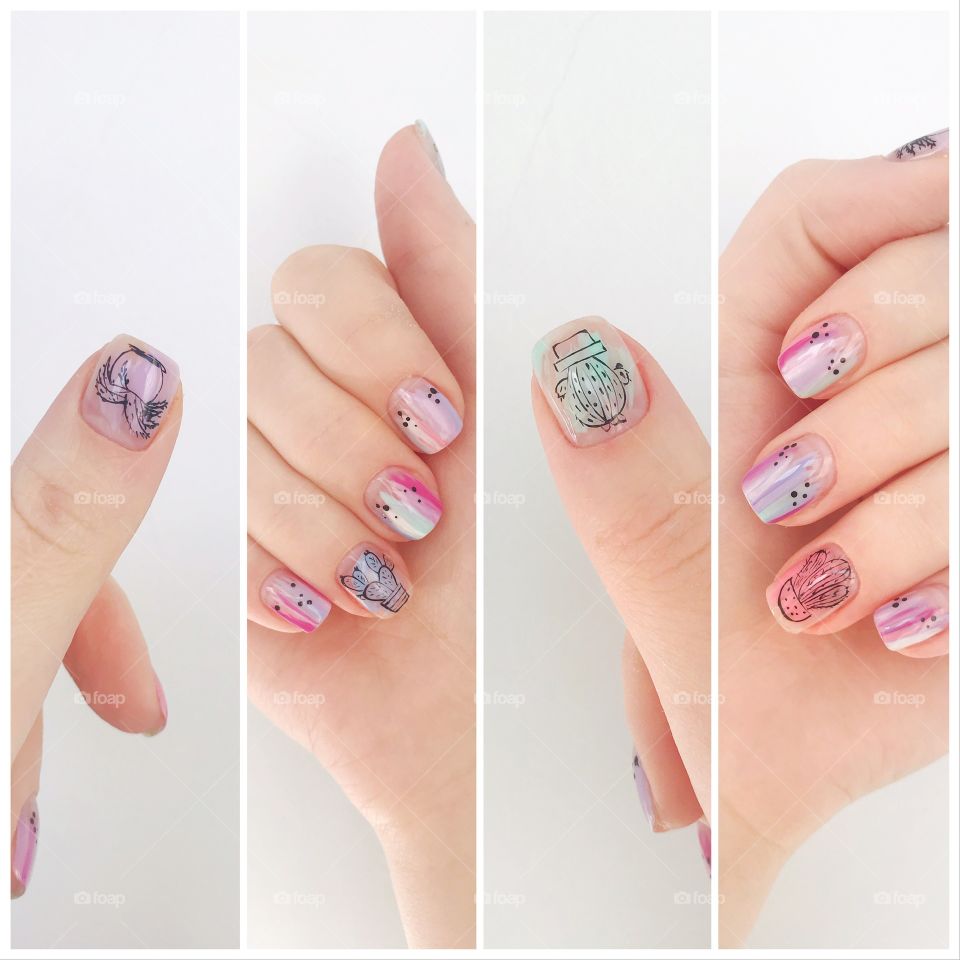 Amazing nails. Manicure. Nail art.woman hands