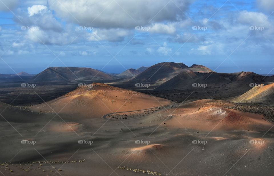 timanfaya volcanic park on lanzarote canary island in spain