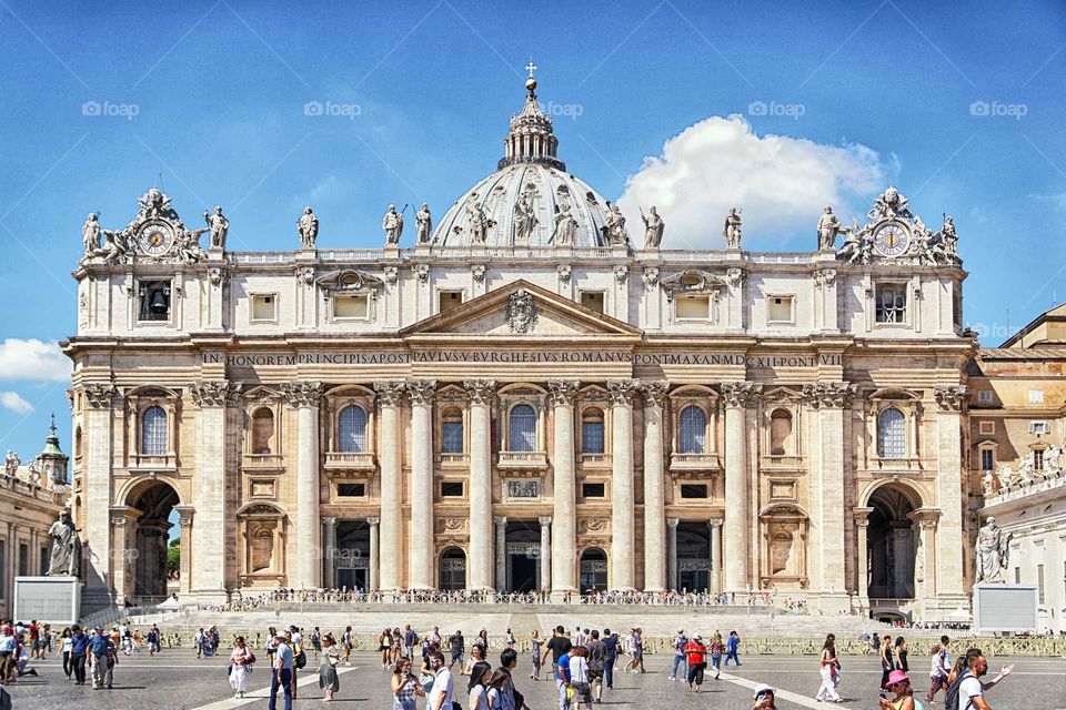 The Papal Basilica of St. Peter in the Vatican is an Italian Renaissance church in Vatican City, the papal enclave within the city of Rome.