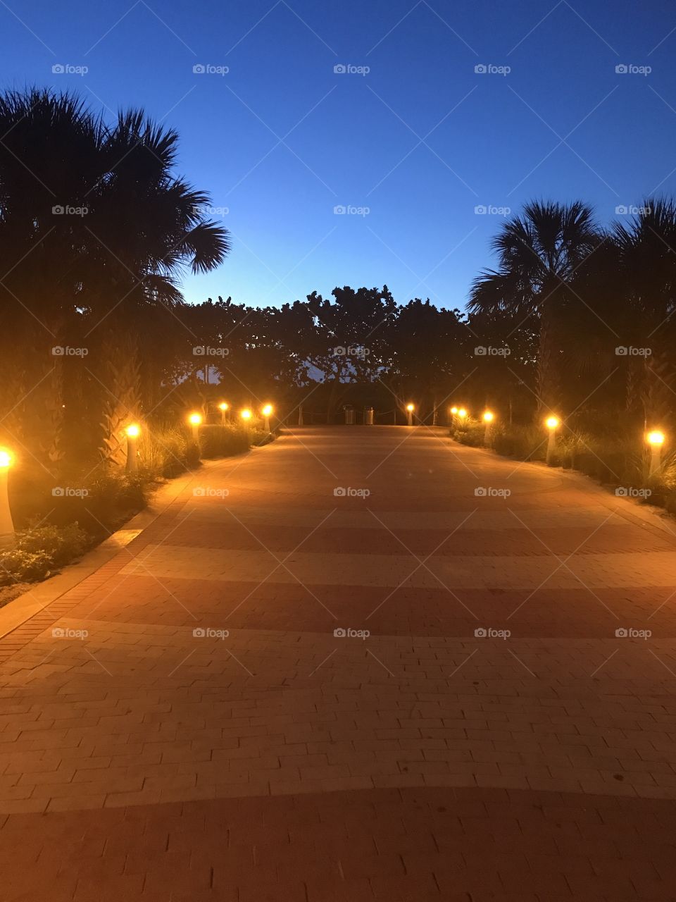 South beach Miami night walk pathway to the beach 