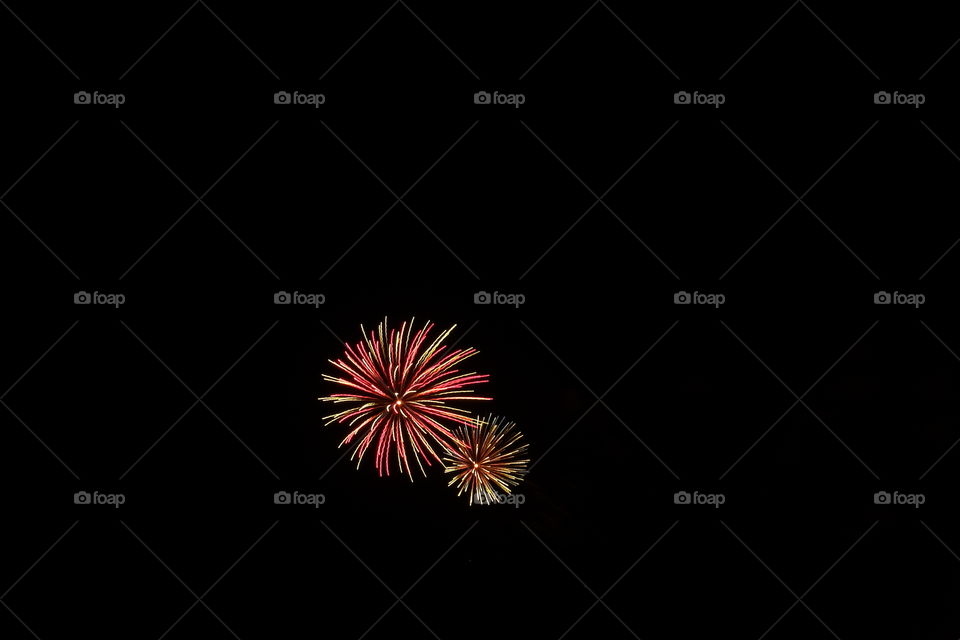 fireworks spray beginning, red flower