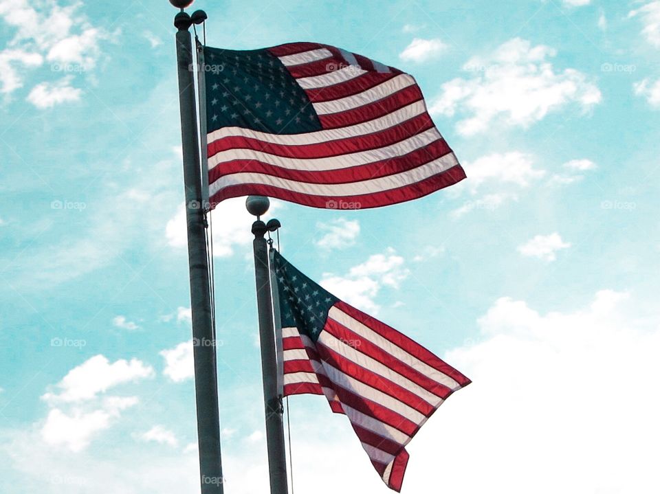 American flag, flags , sky