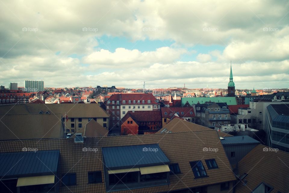 Aarhus panorama. Aarhus city landscape taken from the 5th floor in the appartmen in the very heart of Aarhus.