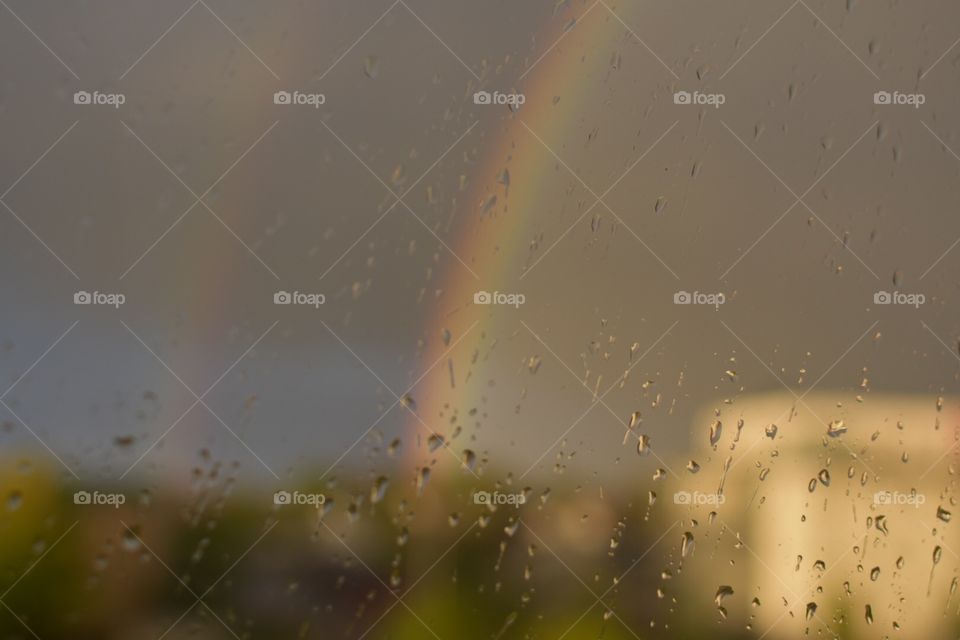 rainbow and rain drops 