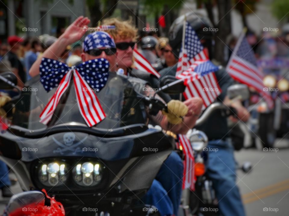 American Pride. Patriotic Motorcycle Riders
