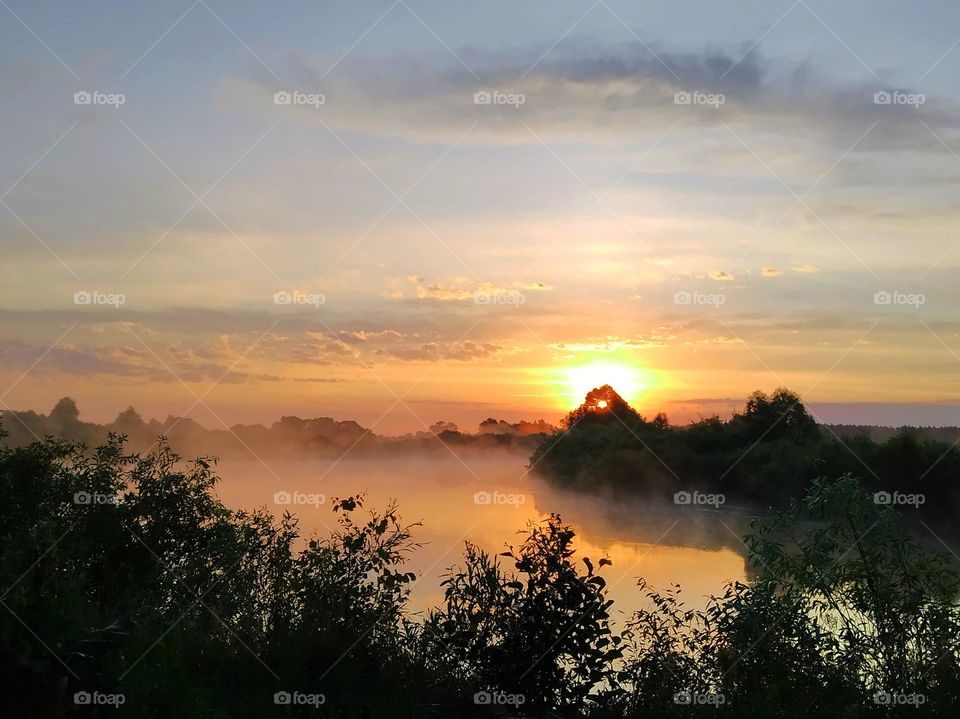 sunrise over the river