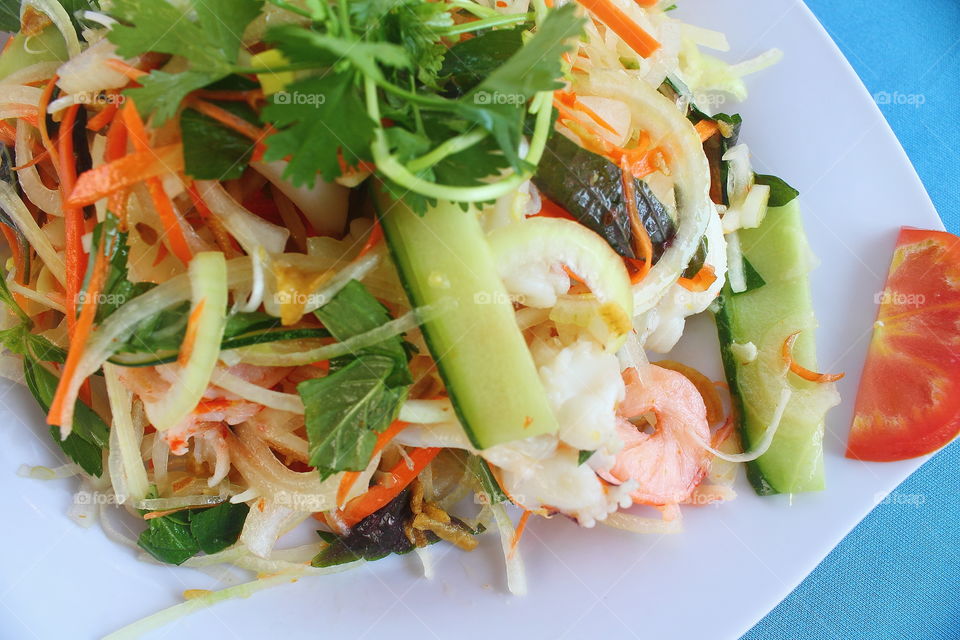 High angle view of fresh salad