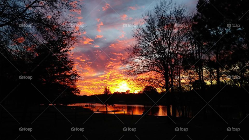 perfectly beautiful sunset in East Texas by the lake