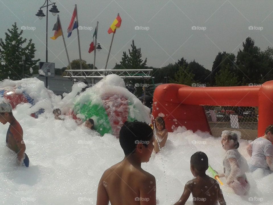 Soap foam party on the market in the centrum