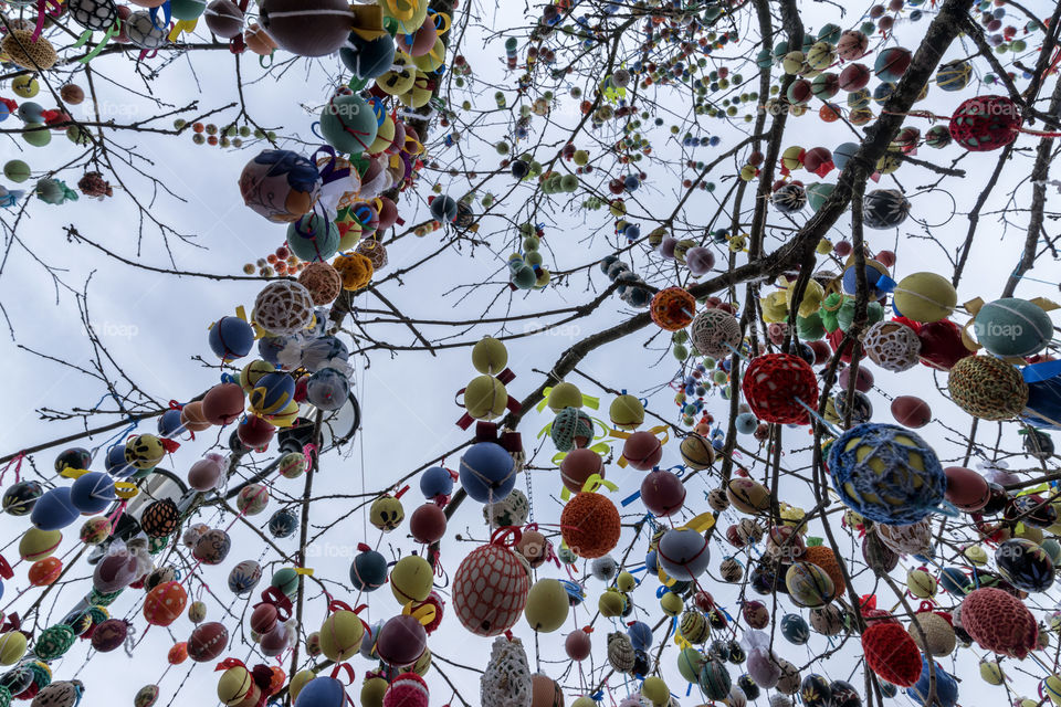 easter eggs hanging