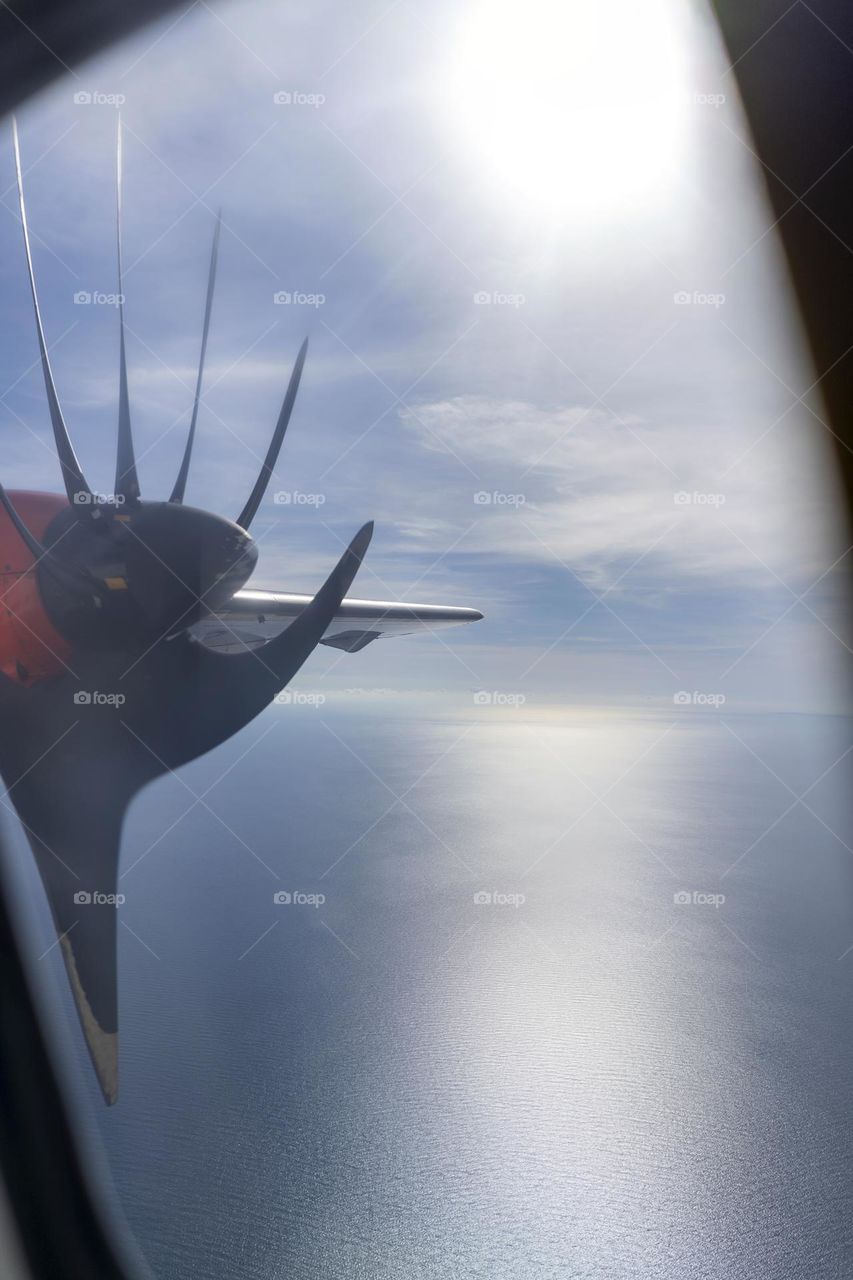 Flying over the ocean 