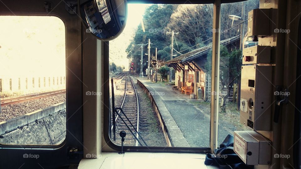It's a station in Shikoku from train. beautiful station.