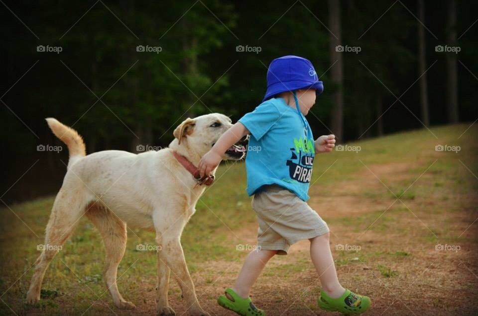 A boy and a dog