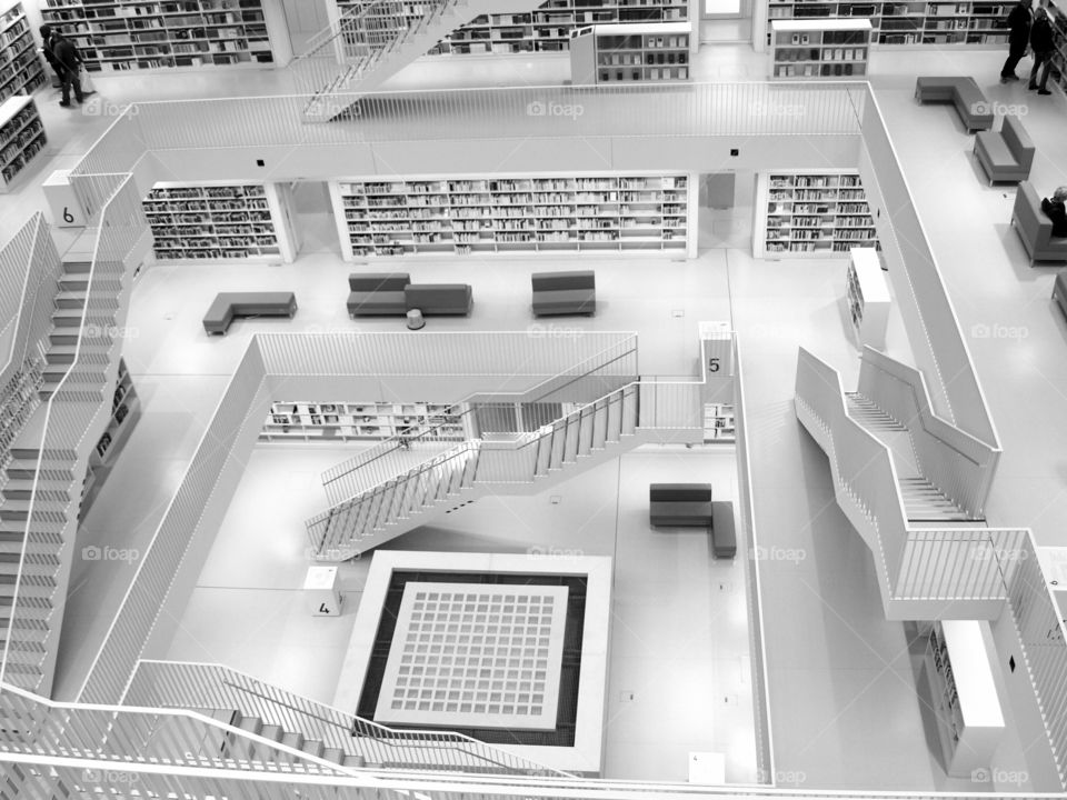 view from above on a library