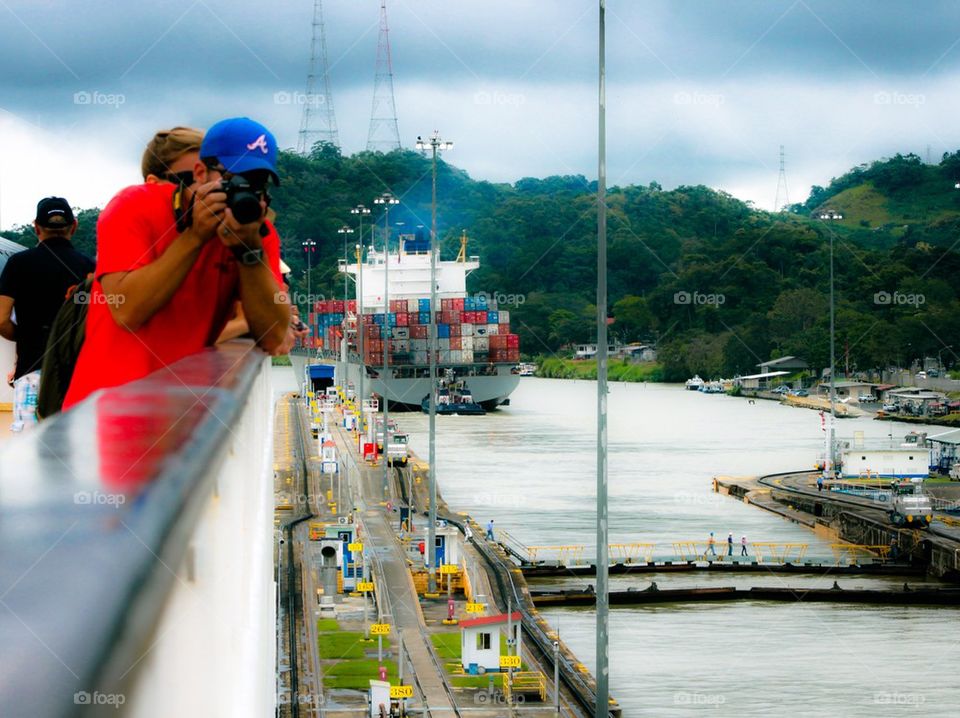 Going through Panama Canal 