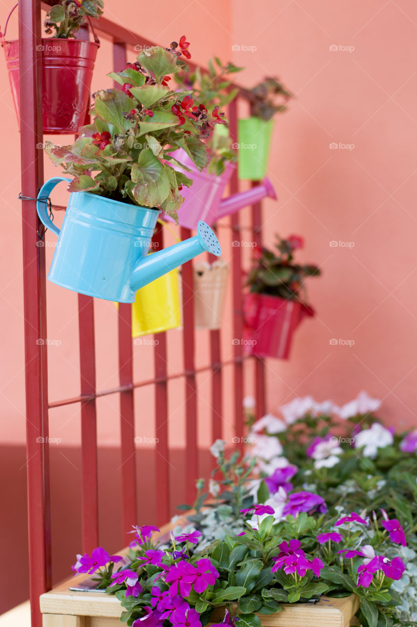 colorful flower pots. colorful flower pots hanging,beautiful gardening idea