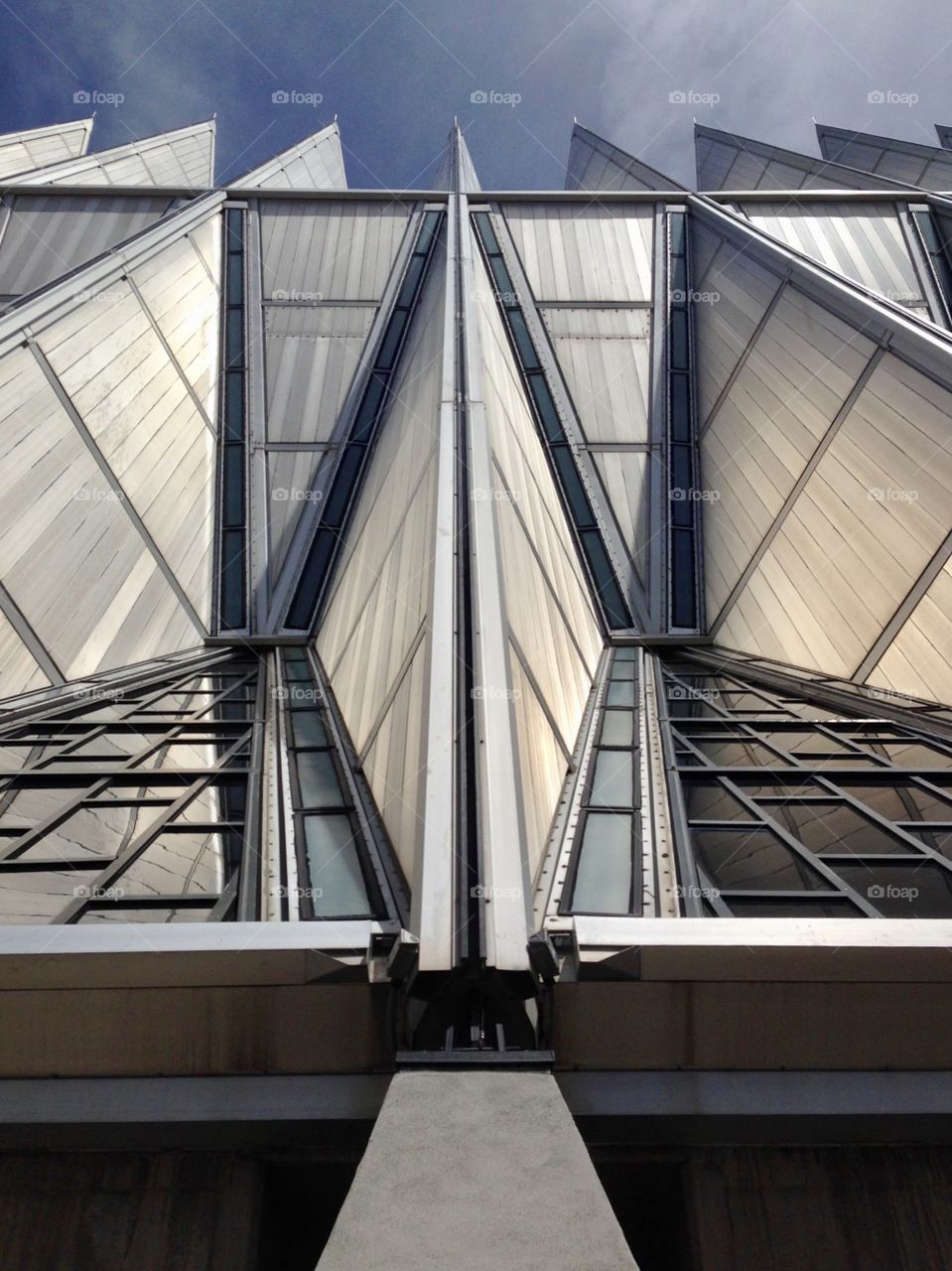 Modern glass and metal details of the Cadet Chapel