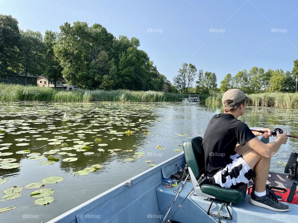 Fishing in Lilly pads