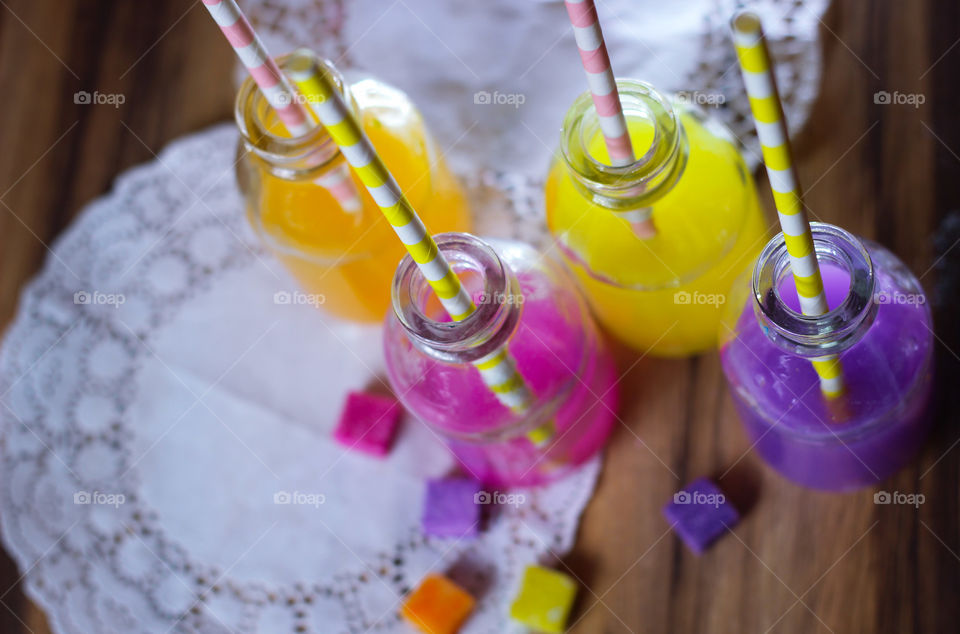 colorful fresh fruit juice