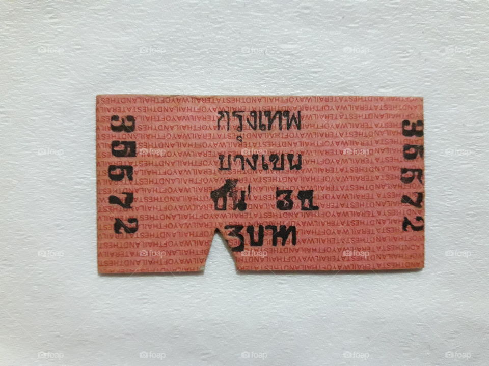 Thai train ticket.