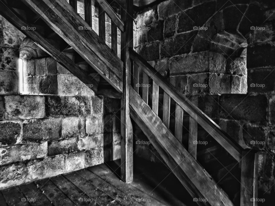Stairs in an abandoned castle