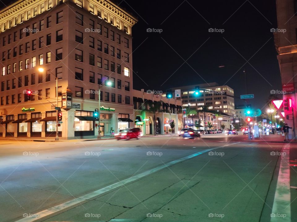 nightscape in Pasadena downtown