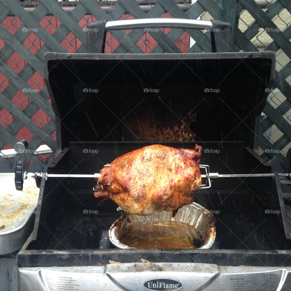 Turkey on the bbq at thanksgiving