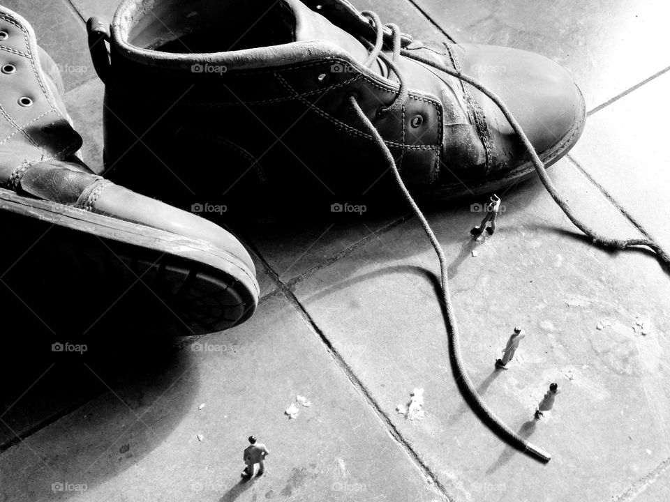 From the world of liliput, giant shoes