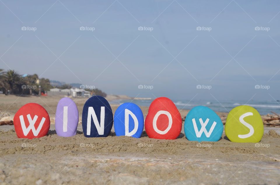 Windows, operating system on colourful stones