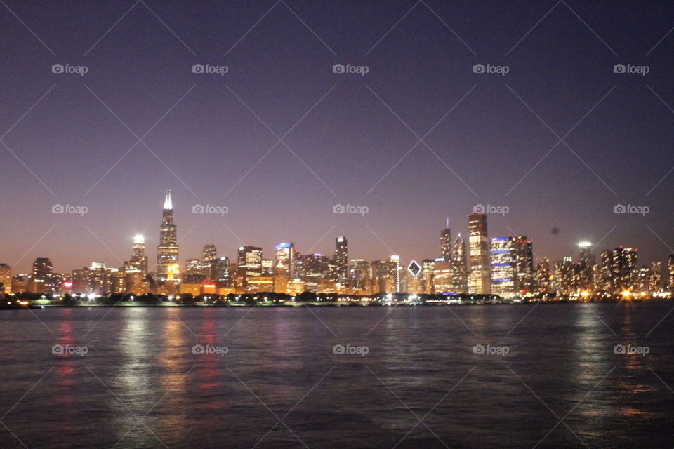Chicago skyline . Chicago skyline at night