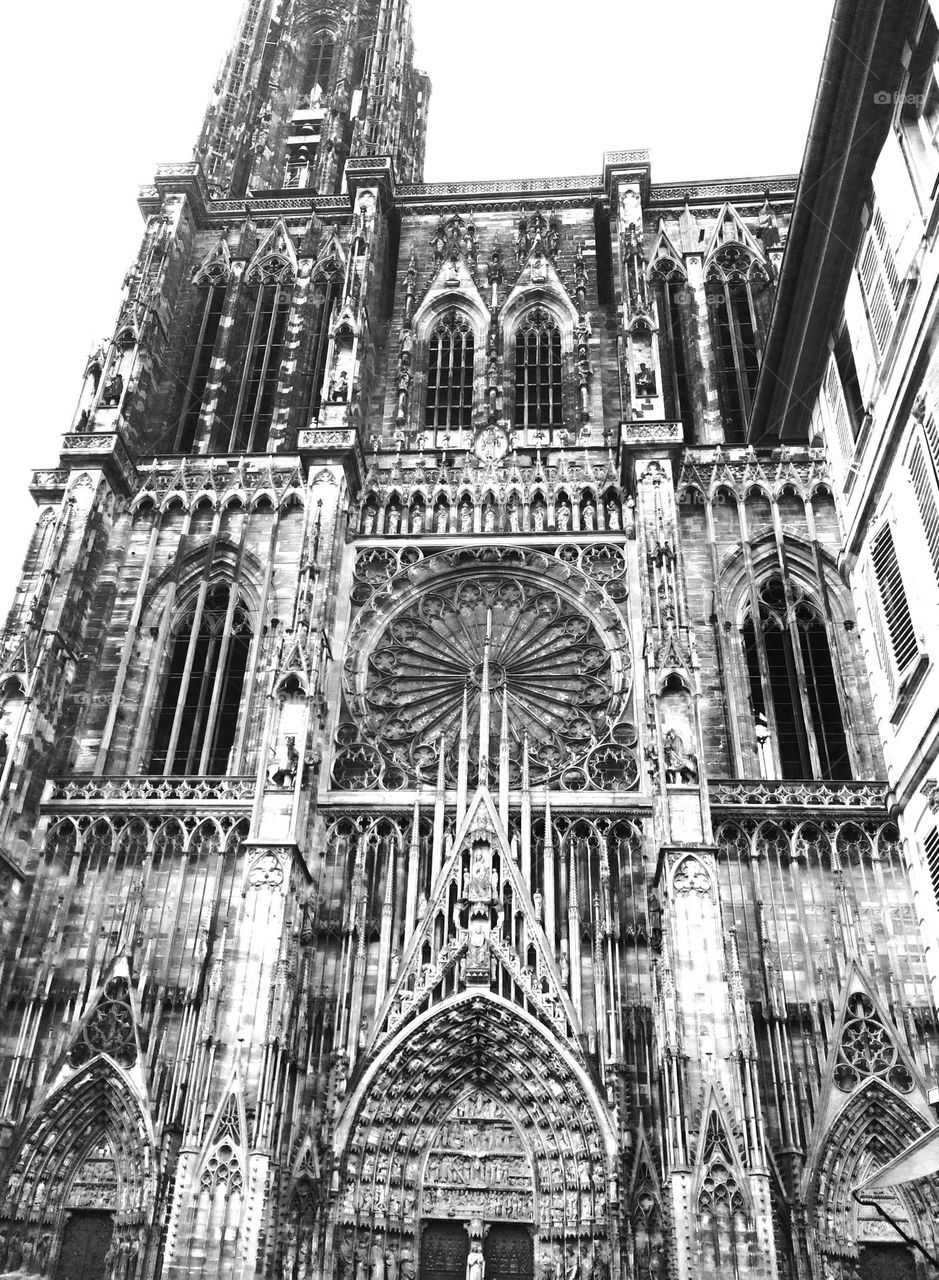 The Cathedral in Strasbourg, France displays intricate and beautiful architecture 