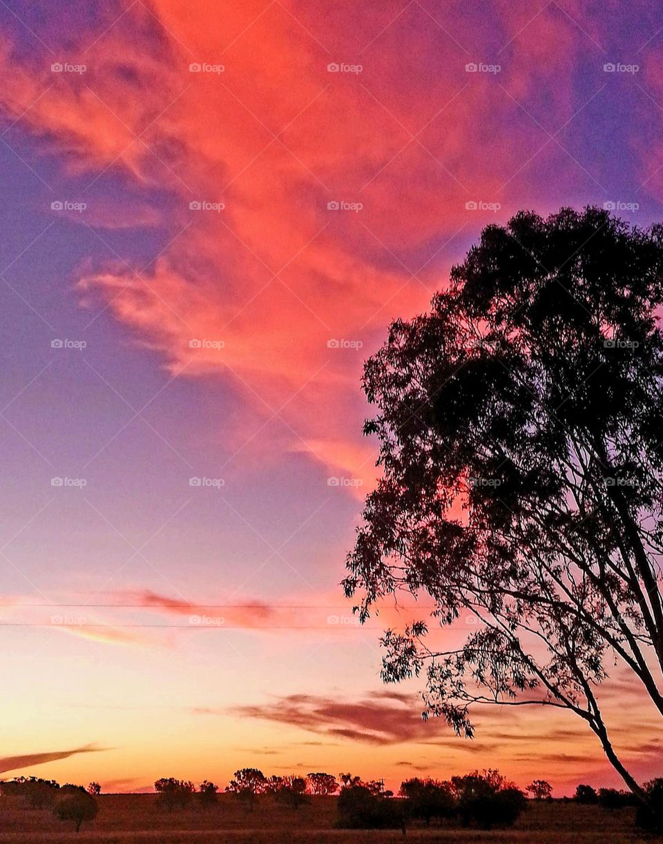 Purple and Pink Sky at dusk photograph taken at Tooraweenah NSW Australia