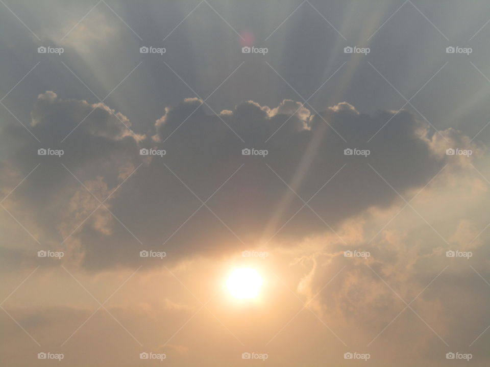 Beautiful sunlight through cloud and sky