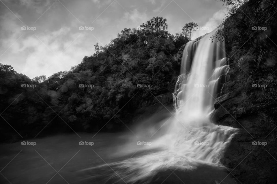 Black and white waterfall