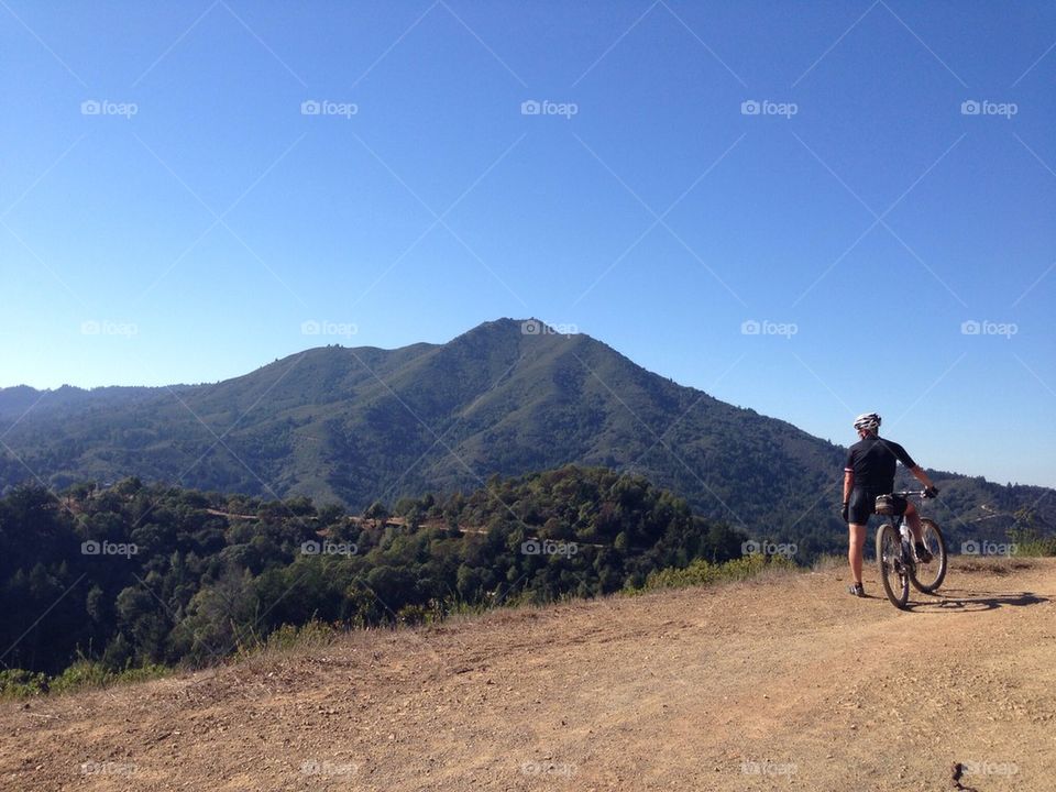 Biker and mountain
